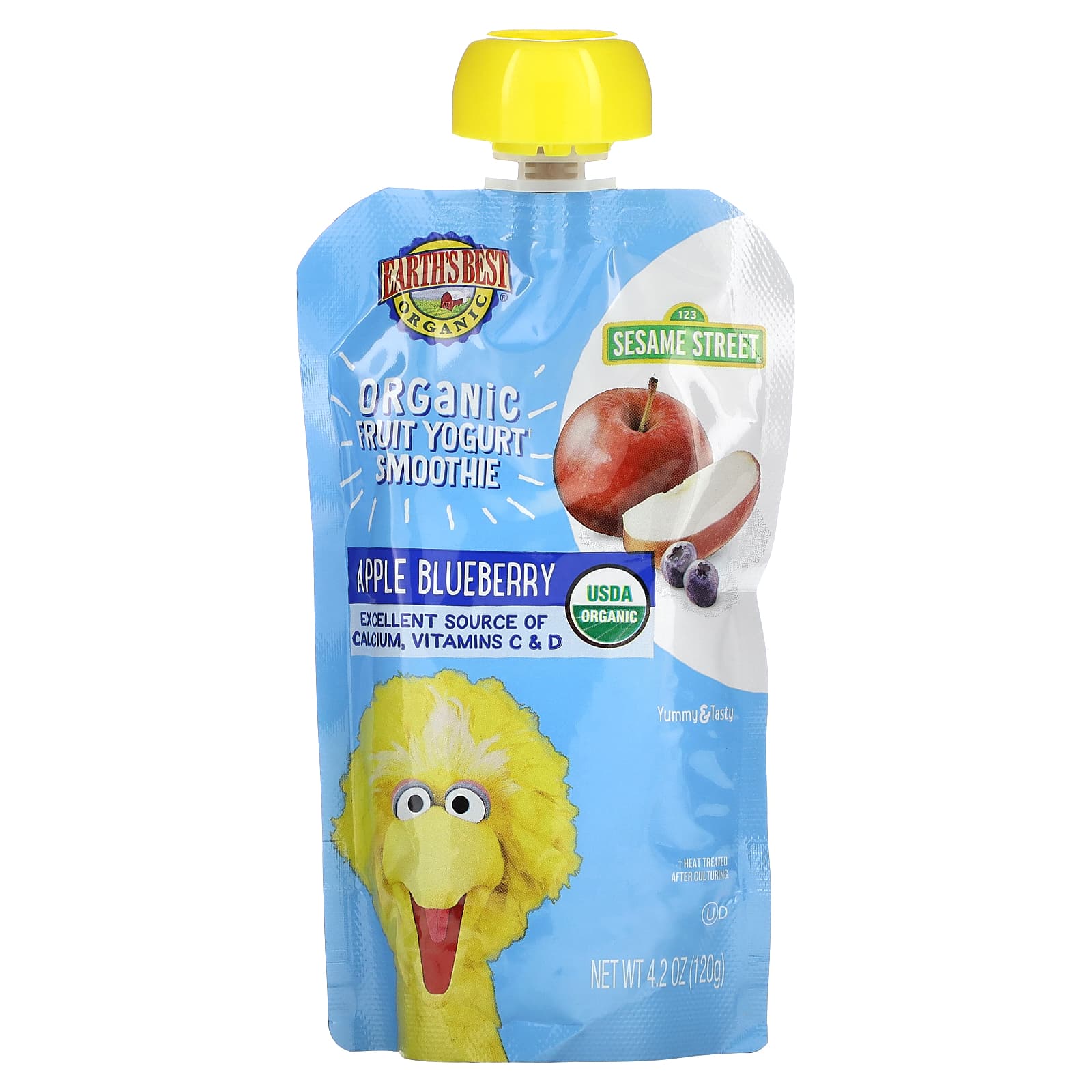 Earth's Best, Batido de yogur con frutas orgánicas, Para niños de 2 años en  adelante, Manzana