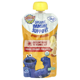 Earth's Best, Organik Bağışıklık Destekli Yoğurt Smoothie, 2 Yaş ve Üzeri, Muz Portakal Ananas, 4 oz (113 gr)