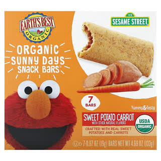 Earth's Best, Organic Sunny Days Snack Bars, 2 Years and Up, Sweet Potato, Carrot, 7 Bars, 0.67 oz (19 g) Each