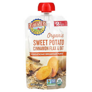 Earth's Best, Organic Wholesome Breakfast Puree, 6+ Months, Sweet Potato Cinnamon Flax & Oat, 4 oz (113 g)