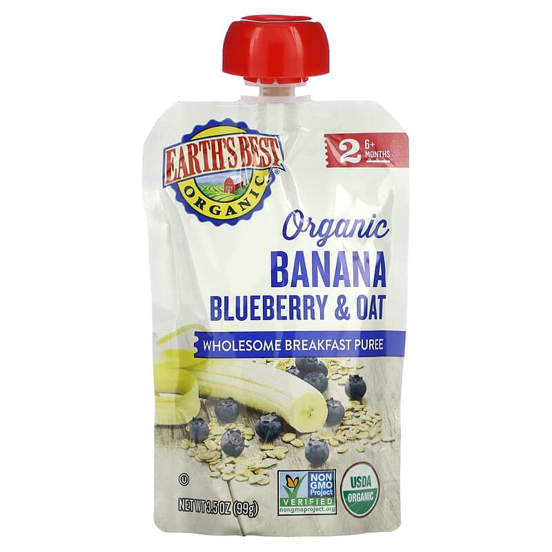 Organic Wholesome Breakfast Puree, 6+ Months, Banana Blueberry Oat,  oz (99 g)