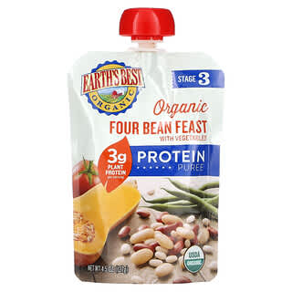 Earth's Best, Organic Protein Puree, Bio-Proteinpüree, ab 2 Jahren, Vier-Bohnen-Fest mit Gemüse, 127 g (4,5 oz.)