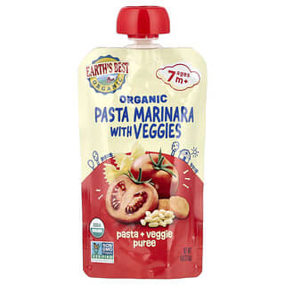 Earth's Best, Macarrão Orgânico + Purê de Vegetais, Acima de 7 Meses de Idade, Marinara com Vegetais, 113 g (4 oz)