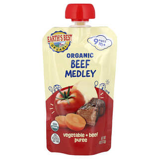 Earth's Best, Organic Vegetable + Beef Puree, 9+ Months, Beef Medley, 4 oz (113 g)