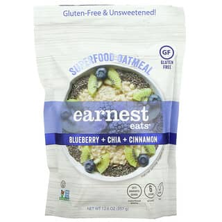 Earnest Eats, دقيق الشوفان SuperFood، توت أزرق + الشيا + القرفة 12.6 أونصة (357 غرام)