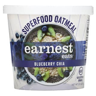 Earnest Eats, SuperFood Haferflocken-Becher, Blaubeere + Chia + Zimt, Superfood Blaubeere Chia, 2,35 oz (67 g)