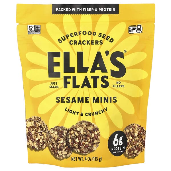 Ella's Flats, крекеры с суперфудами, кунжутные конфеты, 113 г (4 унции)