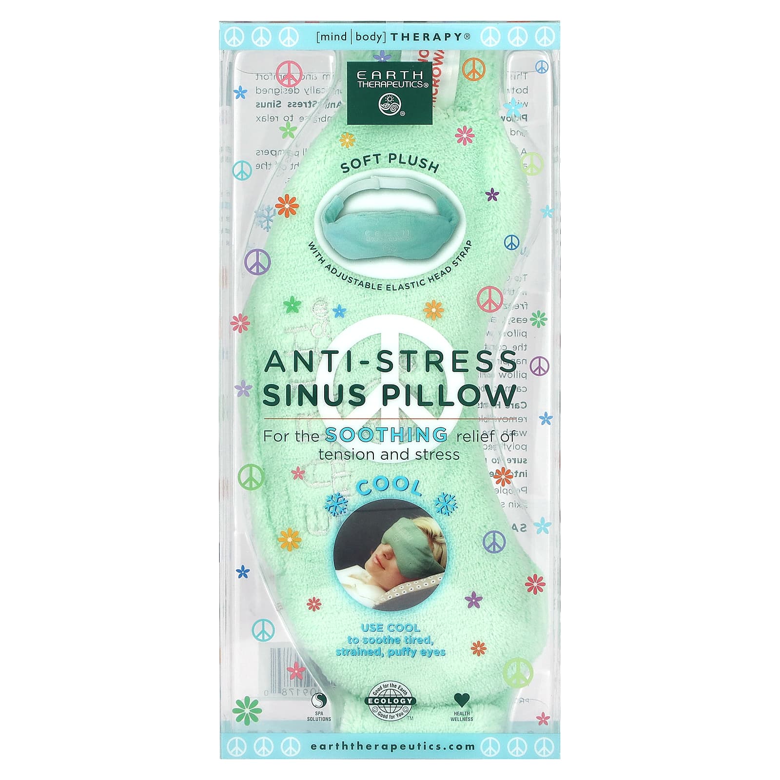 Earth Therapeutics, AntiStress Sinus Pillow, Green, 1 Count