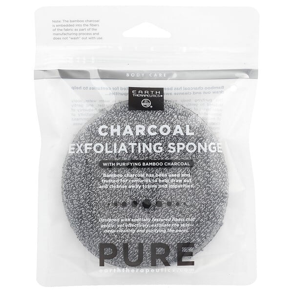 Earth Therapeutics, Charcoal Exfoliating Sponge, 1 Sponge