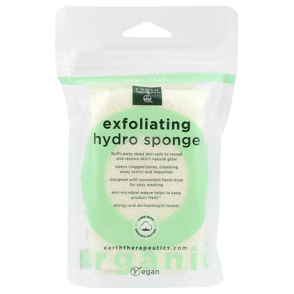 Earth Therapeutics, Hidroesponja exfoliante, Rectangular`` 1 esponja