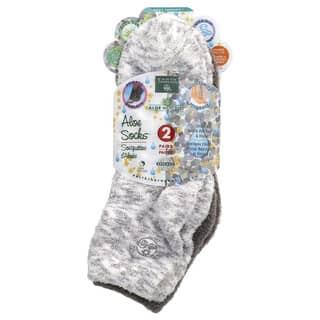 Earth Therapeutics, Aloe Moisture, носки с алоэ, серый и белый, 2 пары