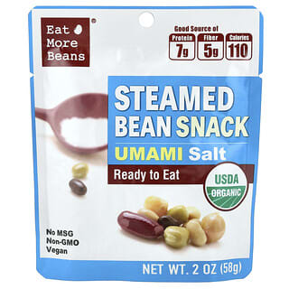 Eat More Beans‏, وجبة خفيفة من الفول المطهو على البخار ، ملح أومامي ، 2 أونصة (58 جم)