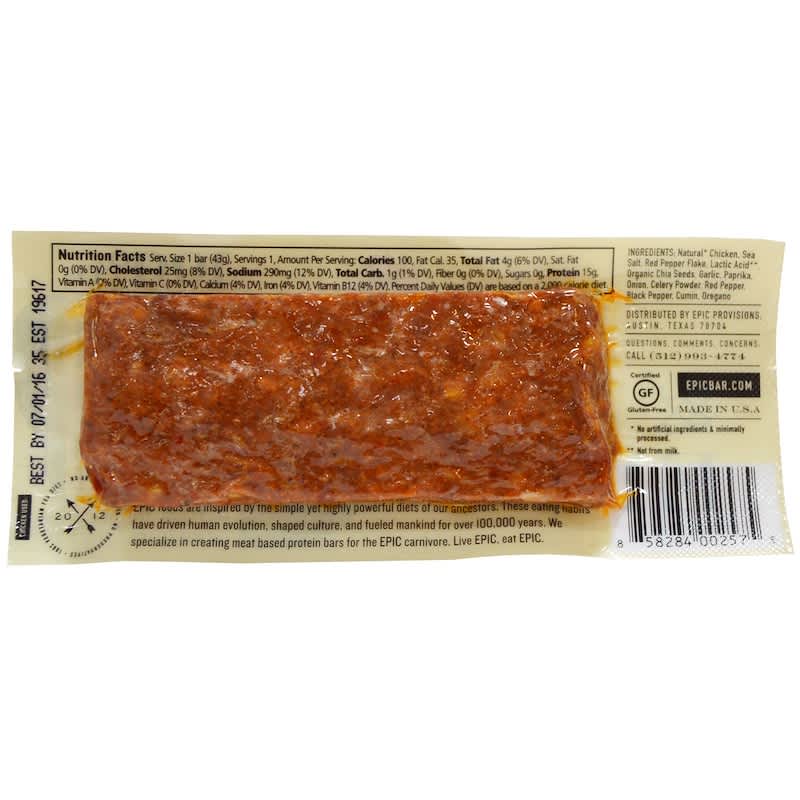 Epic Bar, Chicken, Sriracha - 1.5 oz bar