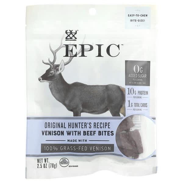 Epic Bar, 바이츠, 사슴고기 및 쇠고기 바이츠, 70g(2.5oz)