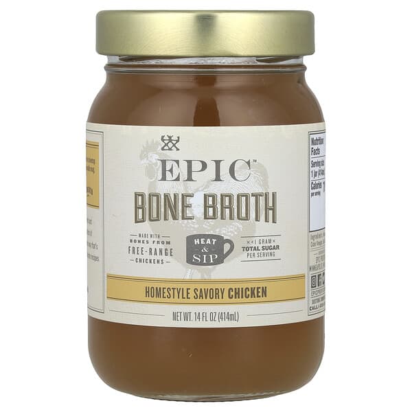 Bone Broth, Homestyle Savory Chicken, 14 fl oz (414 ml)