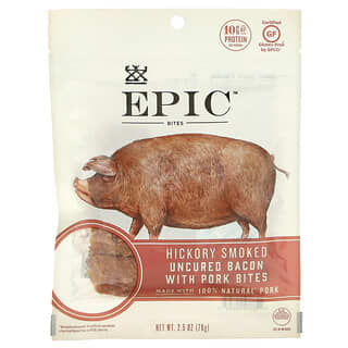 Epic Bar, Petiscos, Bacon e carne de porco não curados, defumado em nogueira, 2.5 oz (71 g)