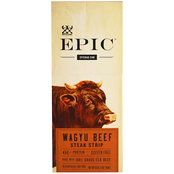 Epic Bar, Steak Strip, Wagyu Beef, 20 Strips, 0.8 oz (23 g) Each