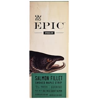 Epic Bar, サーモンフィレ燻製メープルストリップ、20枚、各0.8 oz (23 g)