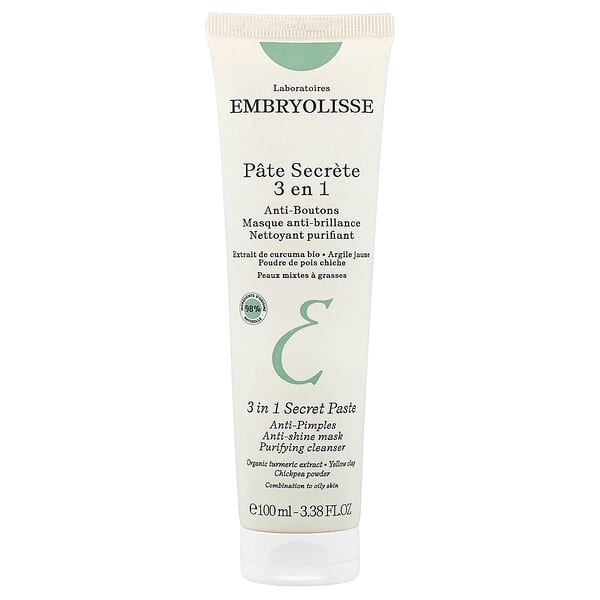 Embryolisse, 3 in 1 Secret Paste, Combination to Oily Skin, 3.38 fl oz (100 ml)