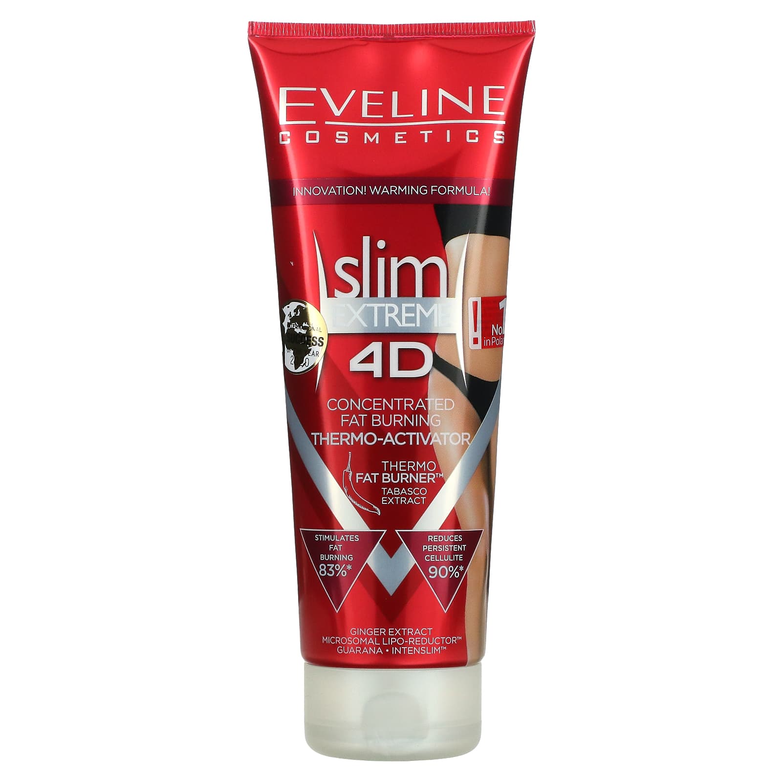 Eveline Cosmetics Slim Extreme 4d，濃縮脂肪消耗熱敏啟動劑，8 8 液量盎司（250 毫升）