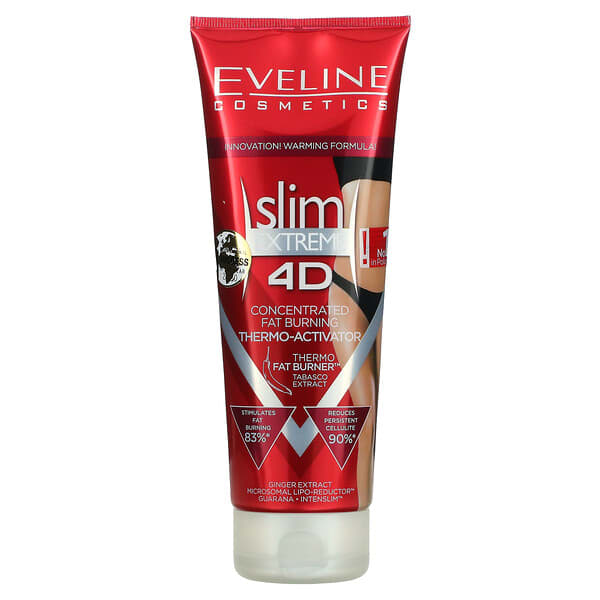 Eveline Cosmetics, Slim Extreme 4D，濃縮脂肪消耗熱敏啟動劑，8.8 液量盎司（250 毫升）
