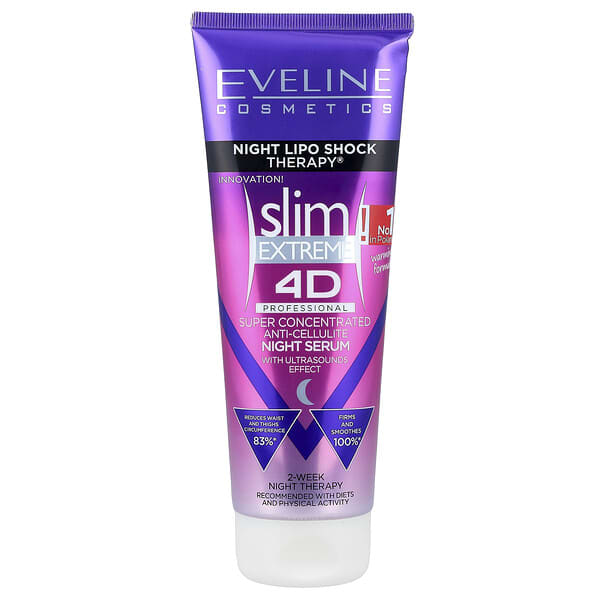 Eveline Cosmetics, 슬림 익스트림 4D, 초고농축 안티셀룰라이트 나이트 세럼, 250ml(8.8fl oz)