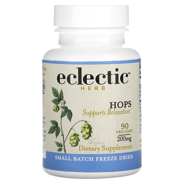 Eclectic Institute, Freeze Dried, Hops, gefriergetrockneter Hopfen, 200 mg, 90 pflanzliche Kapseln