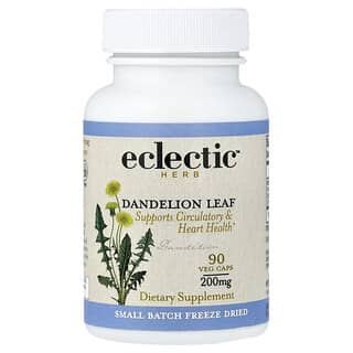 Eclectic Herb, Listy púpavy, 200 mg, 90 rastlinných kapsúl