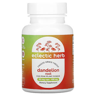 Eclectic Institute, Raw Fresh Freeze-Dried, Dandelion Root, Raw, 400 mg, 90 Non-GMO Veg Caps