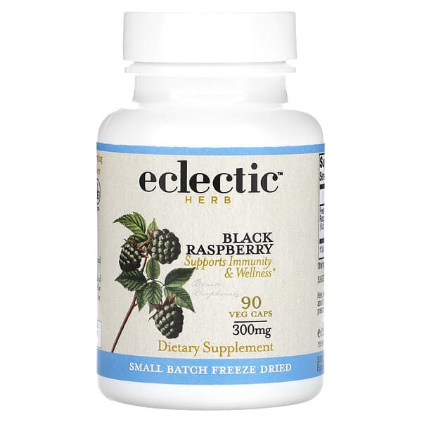 Eclectic Institute, Plante, Framboise noire, 300 mg, 90 capsules végétales