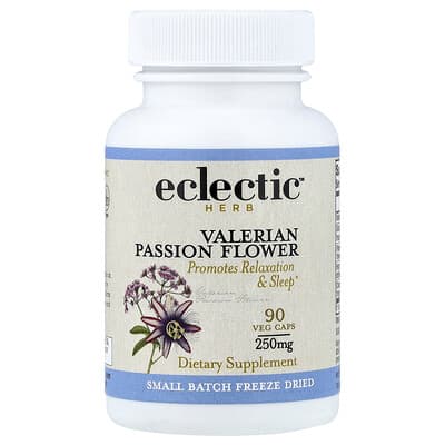 Eclectic Herb, Freeze-Dried, Valerian and Passionflower, 90 Vegetarian Capsules