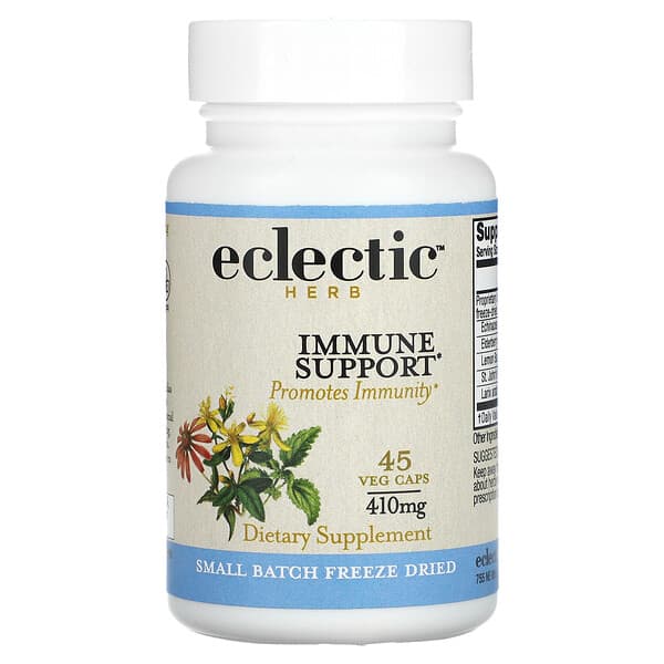 Eclectic Institute, Freeze Dried, Immune Support, gefriergetrocknete Kräuter, Unterstützung des Immunsystems, 410 mg, 45 pflanzliche Kapseln