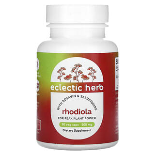 Eclectic Herb, Hierba, Rodiola con rosavina y salidrosida, 500 mg, 90 cápsulas vegetales