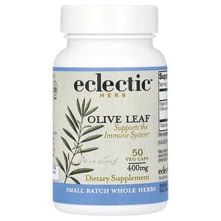 Eclectic Herb, Feuilles d'olivier lyophilisées, 400 mg, 50 capsules végétariennes