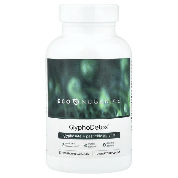 Econugenics, GlyphoDetox, 글리포세이트 + 살충제 방어, 베지 캡슐 60정