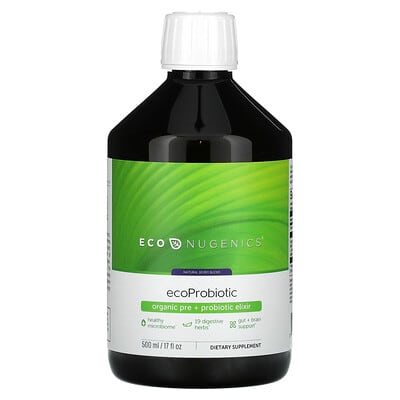 Econugenics, EcoProbiotic, Organic Prebiotic + Probiotic Elixir, Natural Berry Flavor, 17 fl oz (500 ml)