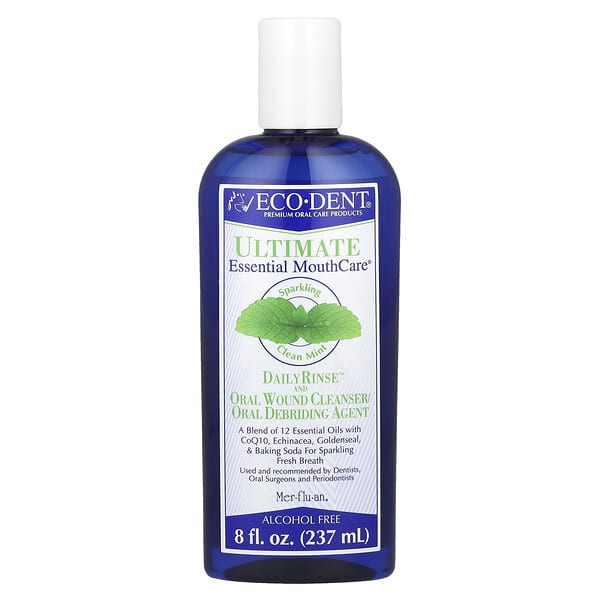 Eco-Dent, 高級精油口腔護理，日常漱口劑&口腔傷口清潔劑，清新口氣薄荷，8 液體盎司（237 毫升）