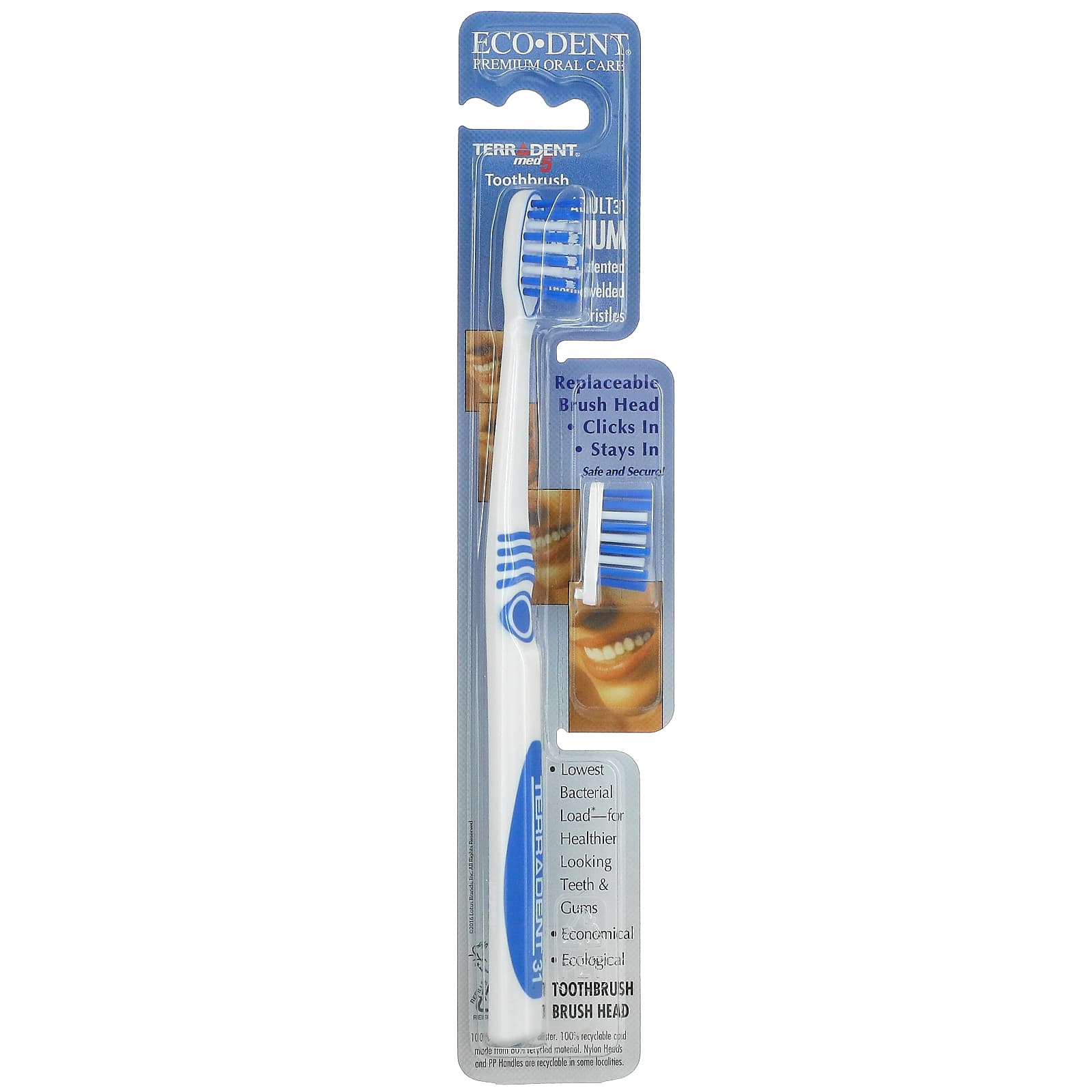 Eco-Dent, Terradent Med5 Toothbrush, Adult 31, Medium, 1 Toothbrush, 1 ...