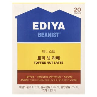 Ediya, Beanist®, Toffee Nut Latte, Toffee-Nuss-Latte, 20 Sticks, je 20 g (0,7 oz.).