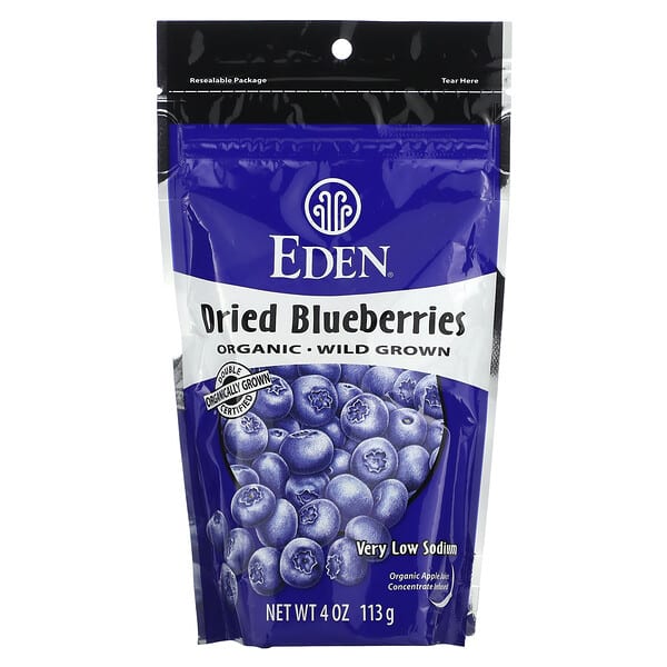 Eden Foods, Mirtilos Orgânicos Desidratados, 4 oz (113 g)