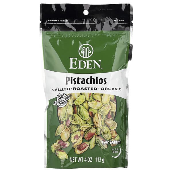Eden Foods, 有機，去殼乾烤開心果，輕輕地海鹽調味，4盎司（113 克）