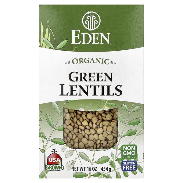 Eden Foods, Økologiske grønne linser, 454 g
