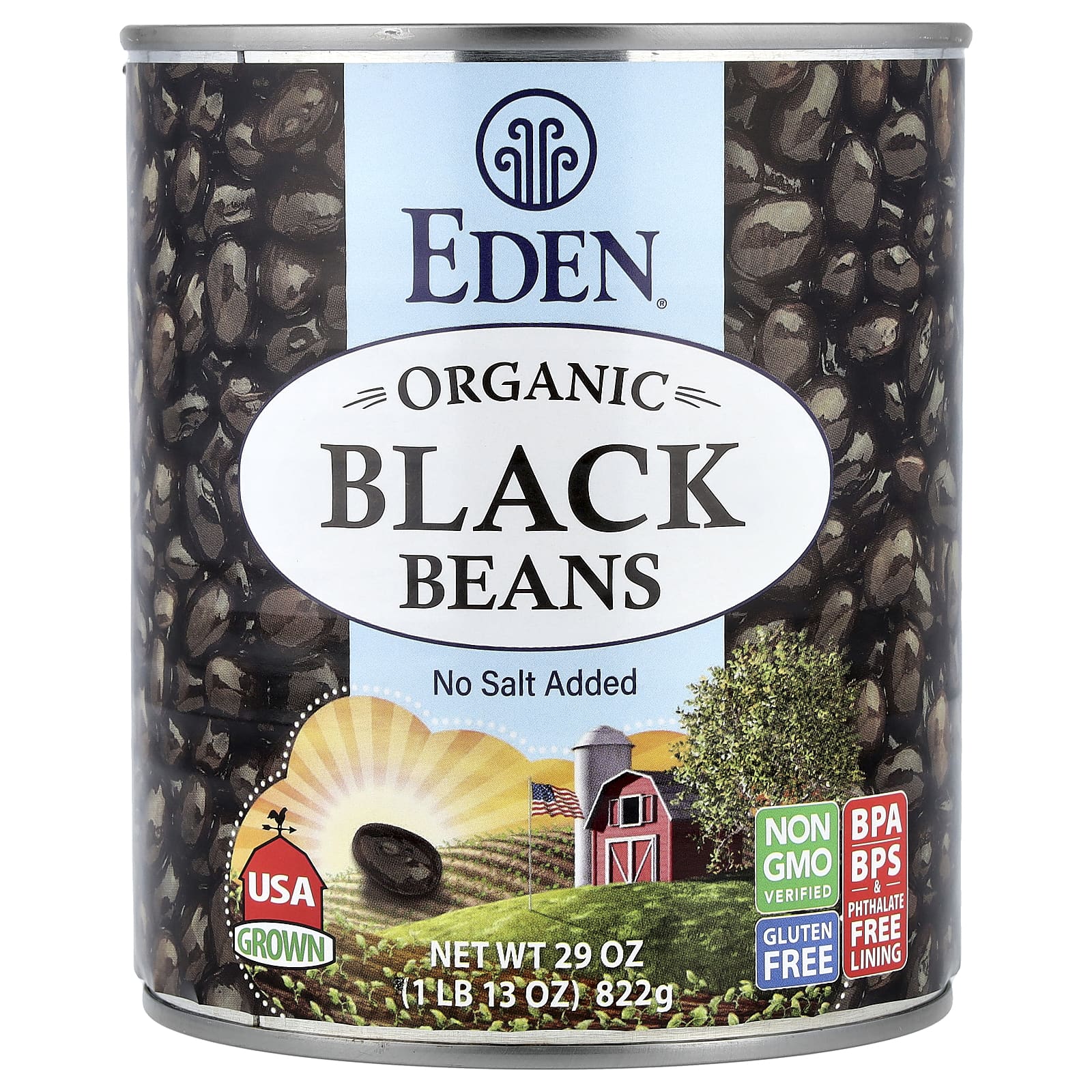 Eden Foods, органическая черная фасоль, 822 г (29 унций)