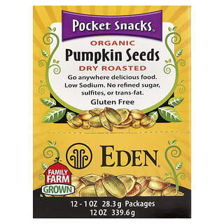 Eden Foods, Pocket Snacks™, Organic Pumpkin Seeds, Dry Roasted, 12 Packages, 28.3 g (1 oz) Each