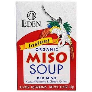 Eden Foods, Instant Organic Miso Soup, Red Miso, Kuzu, Wakame & Green Onion, 4 Packages, .28 oz (8 g) Each