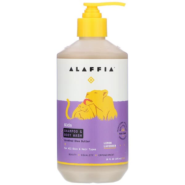 Alaffia, 키즈 샴푸 & 바디 워시, 레몬 라벤더, 476ml(16fl oz)