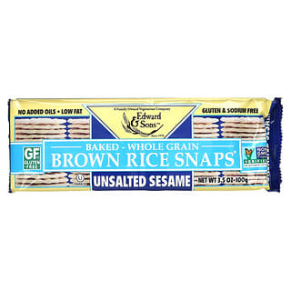 Edward & Sons, Baked Whole Grain Brown Rice Snaps, Unsalted Sesame, 3.5 oz (100 g)