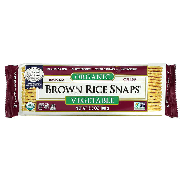 Edward & Sons, Organic Baked Crisp Brown Rice Snaps, Vegetable, 3.5 oz (100 g)