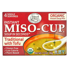 Edward & Sons, Instant Miso-Cup, місо-суп швидкого приготування, традиційний рецепт із тофу, 4 порції, 36 г (1,3 унції)