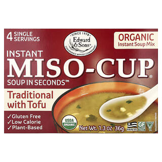 إدوارد أند صونز‏, حساء ميسو فوري Miso-Cup، وصفة تقليدية بالتوفو، 4 وجبات فردية، 1.3 اونصة (36 جم)